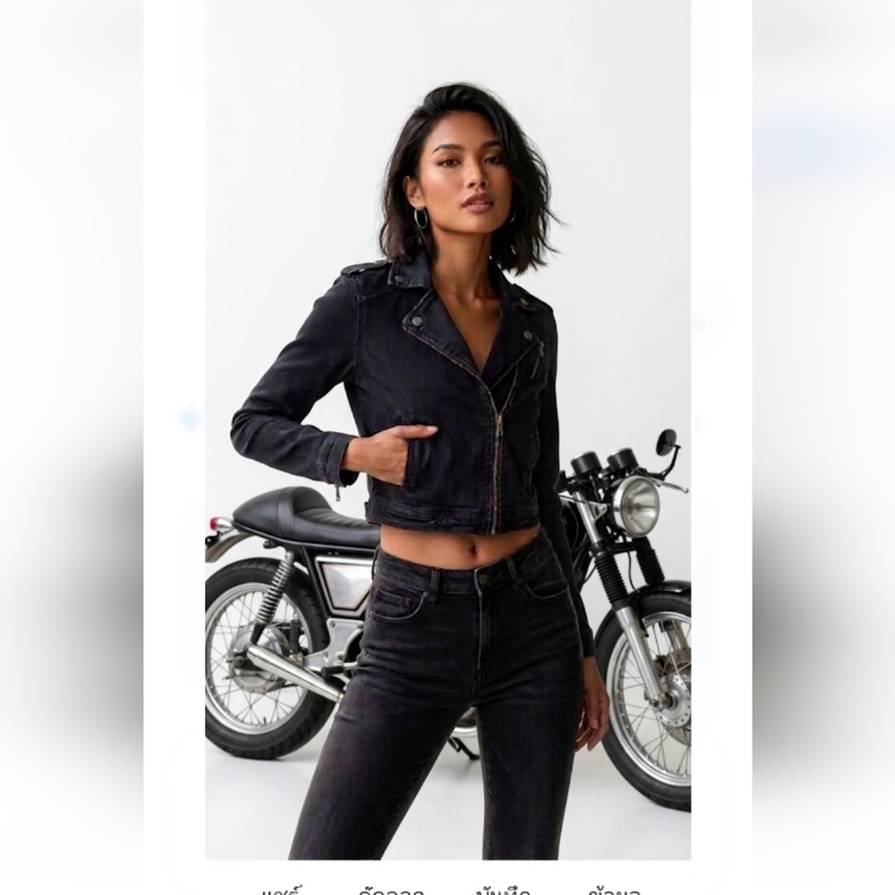 Hudson Crop Denim Moto Dark Blue Jacket Woman's - Picture 13 of 13